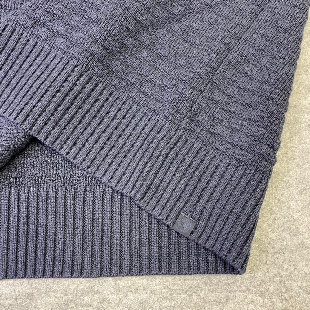 Lululemon Textured Knit Cashmere Blend Sweater M/L Navy Blue Raglan Pullover - Picture 8 of 16